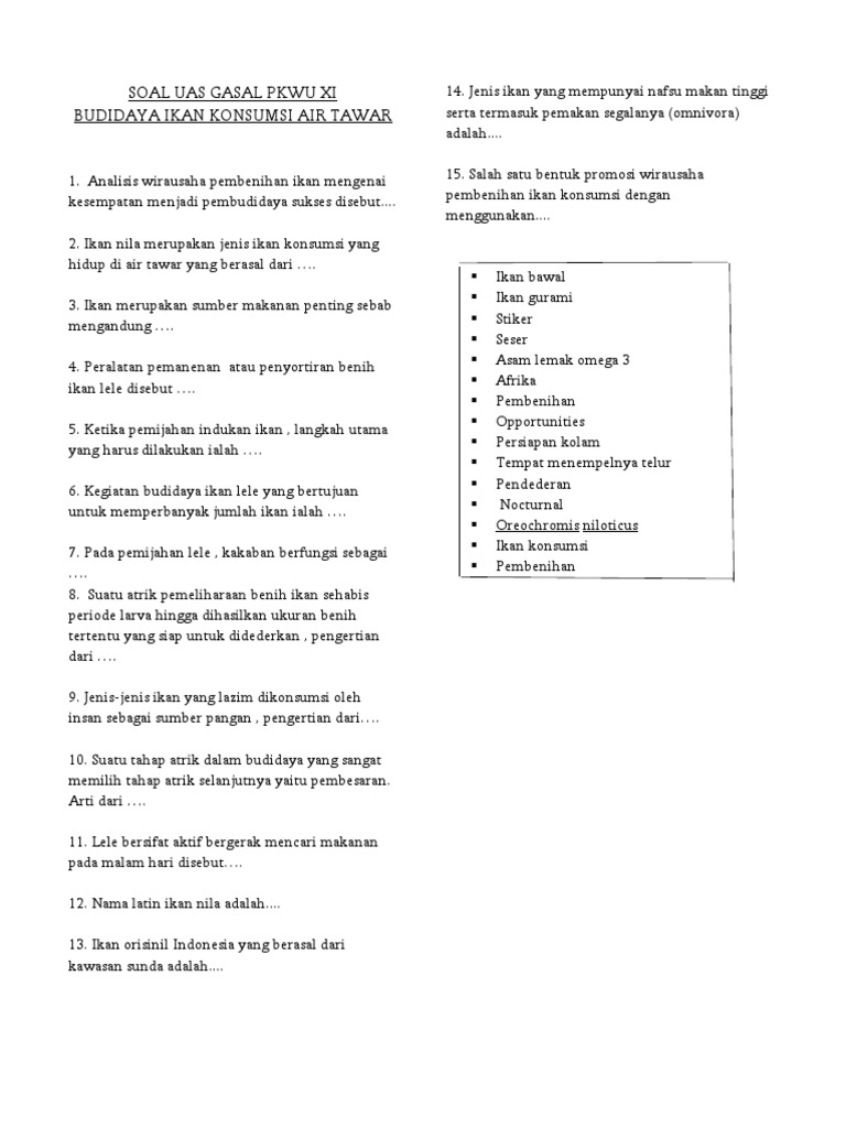 Soal Essay Pkwu Xi Docx