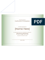 Training Certificate Sample