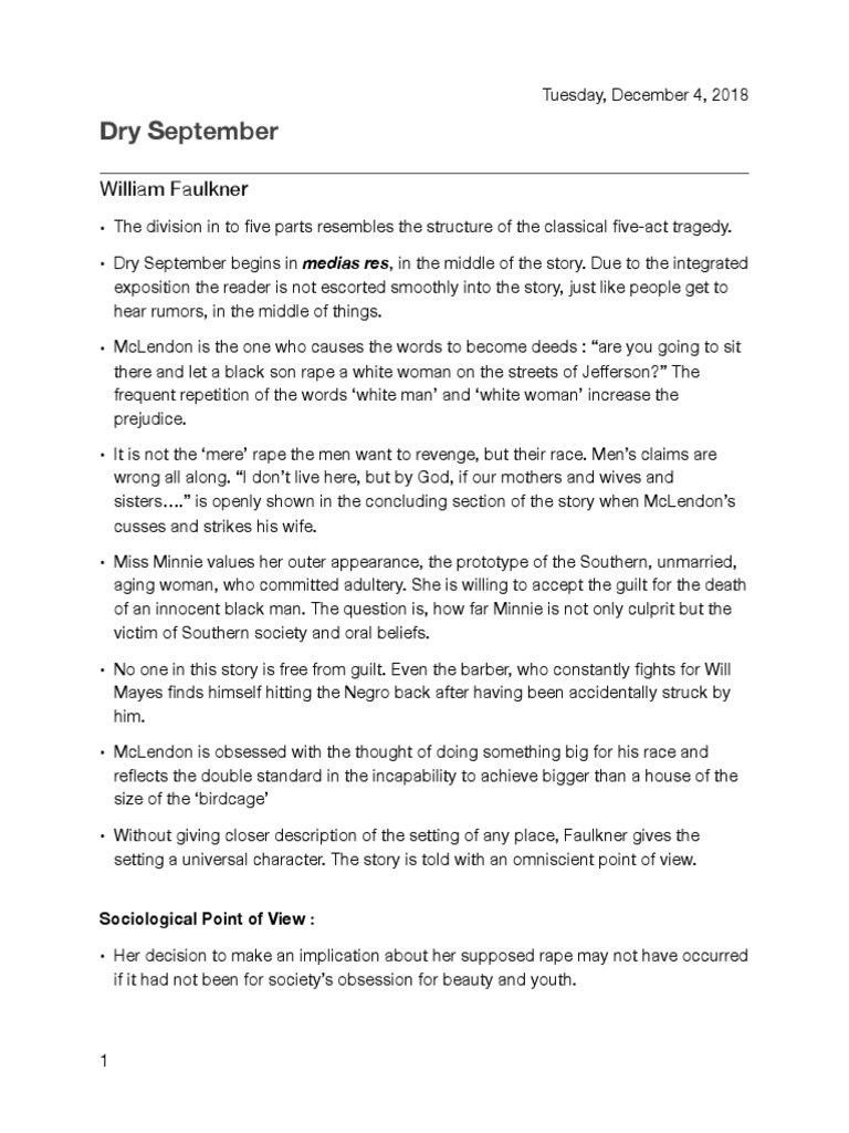 Dry September PDF Narrative Narration