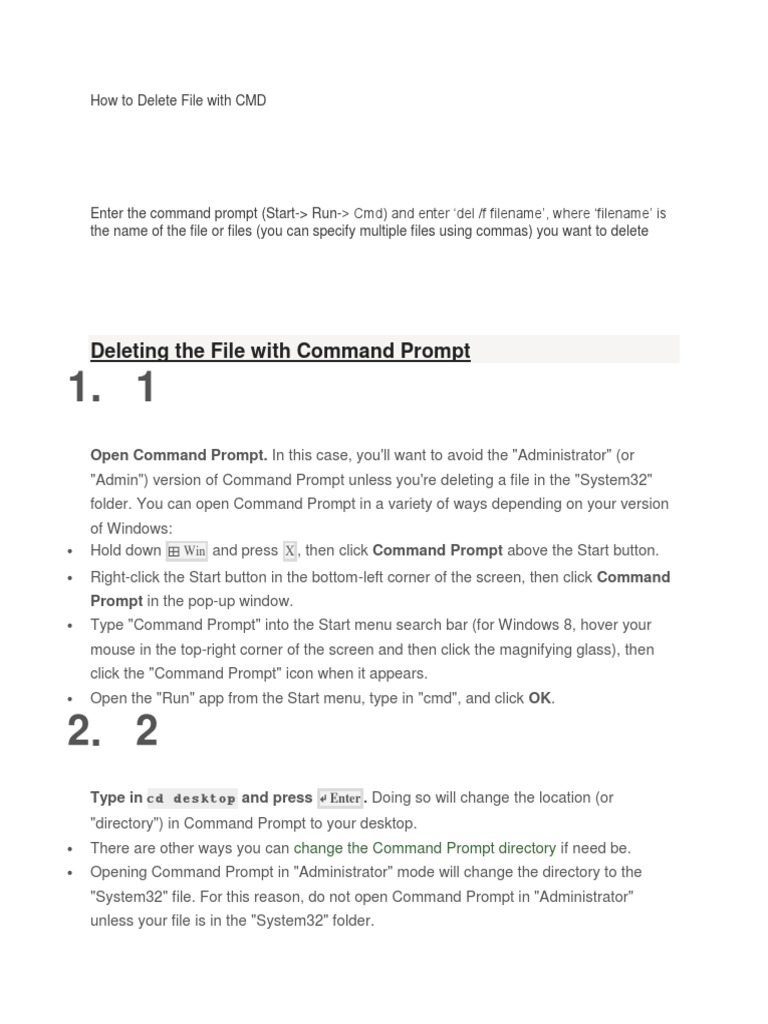 How To Delete File Using CMD PDF Directory Computer File