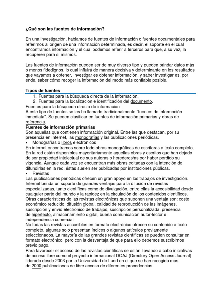 Qué Son Las Fuentes de Información | PDF
