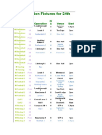 Athletic Union Fixtures For 24th November