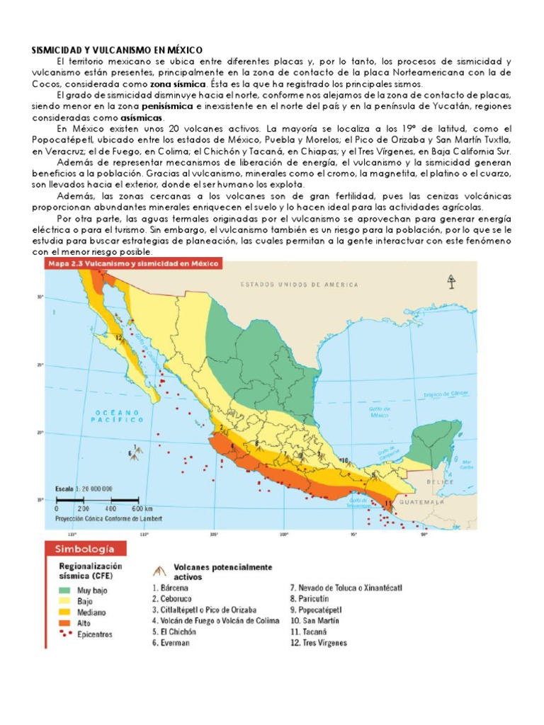 Mapa de Sismicidad y Vulcanismo en México | PDF