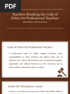 Teachers Breaking The Code Of Ethics For Professional Pdf Fraud Teachers