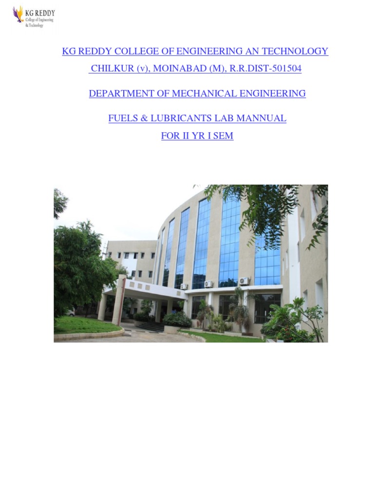 Fuels Lubricants Lab Manual Download Free PDF Distillation Viscosity