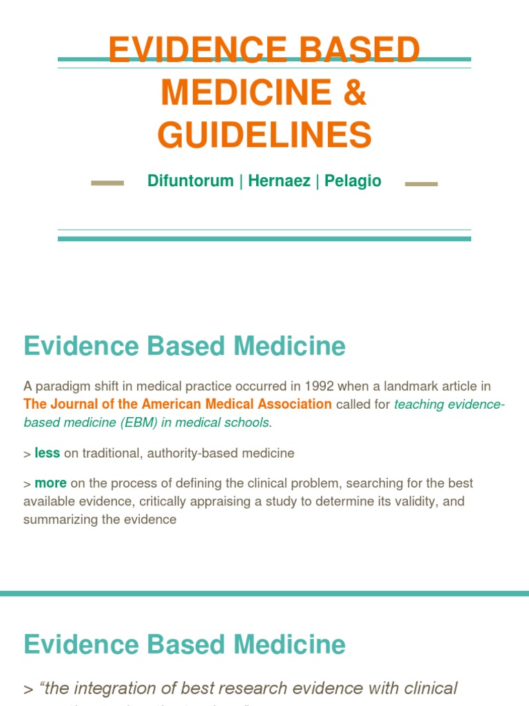 Evidence Based Medicine & Guidelines PDF Evidence Based Medicine