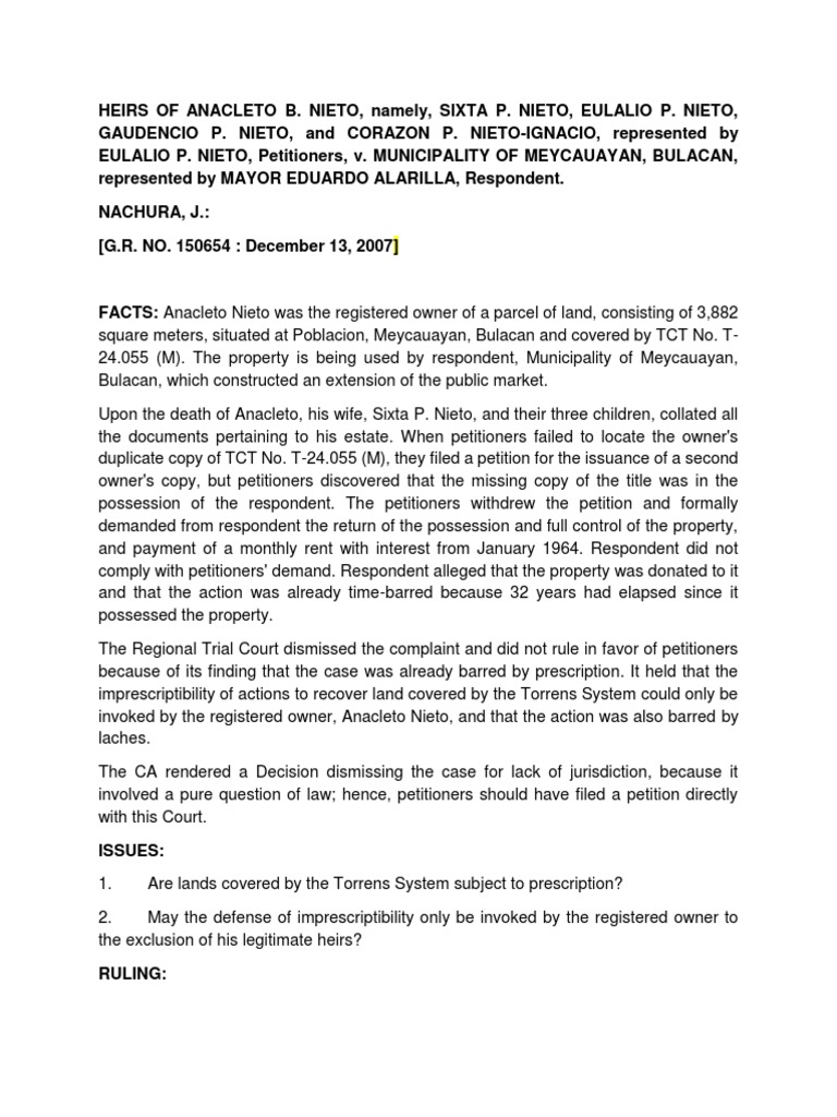Heirs of Anacleto B PDF Statute Of Limitations Real Property