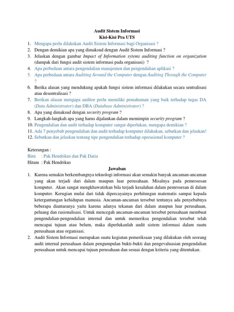 Soal Dan Jawaban Audit Sistem Informasi Gysna Store