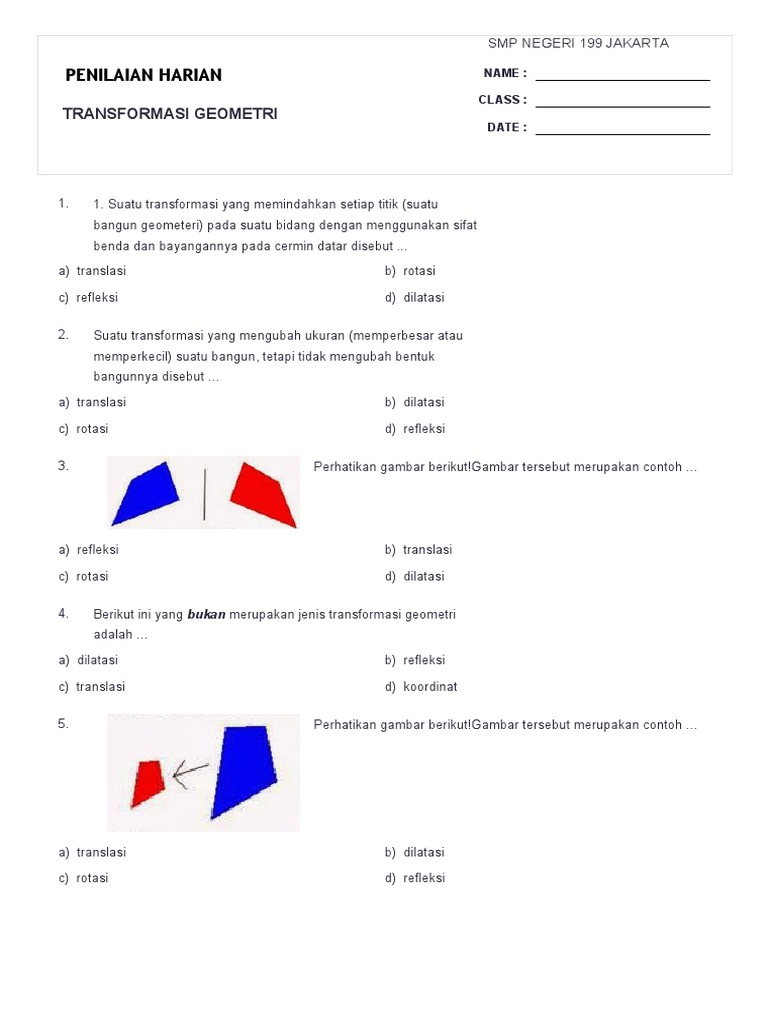Soal Quizizz Tentang Transformasi Geometri