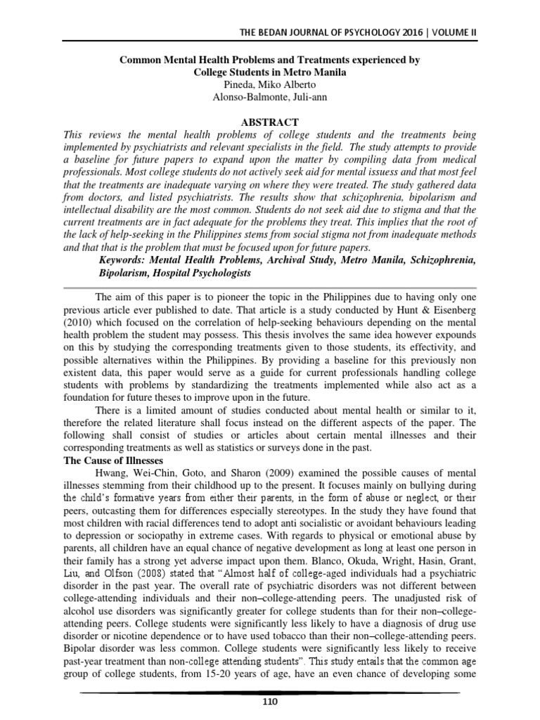 Mental Health Issues in College Students | PDF | Mental Disorder ...