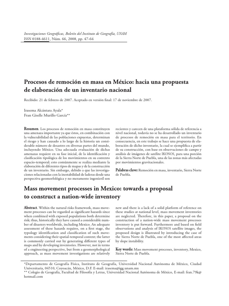 Procesos de Remocion en Masa en México | PDF | Suelo | Ciudad de México