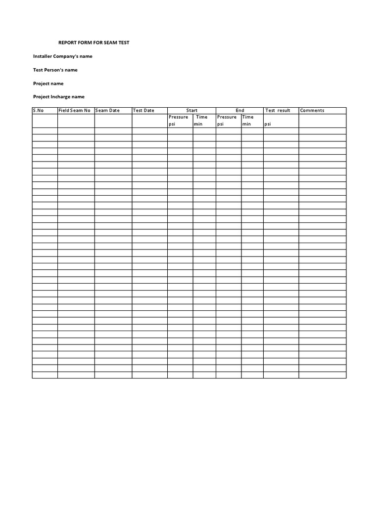 Geomembrane Field Test Format PDF | PDF