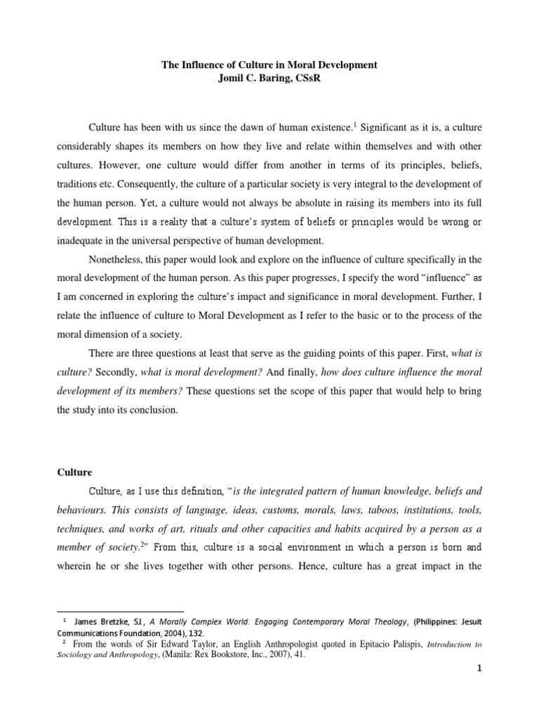 The Influence of Culture in Moral Develo PDF | PDF | Morality ...