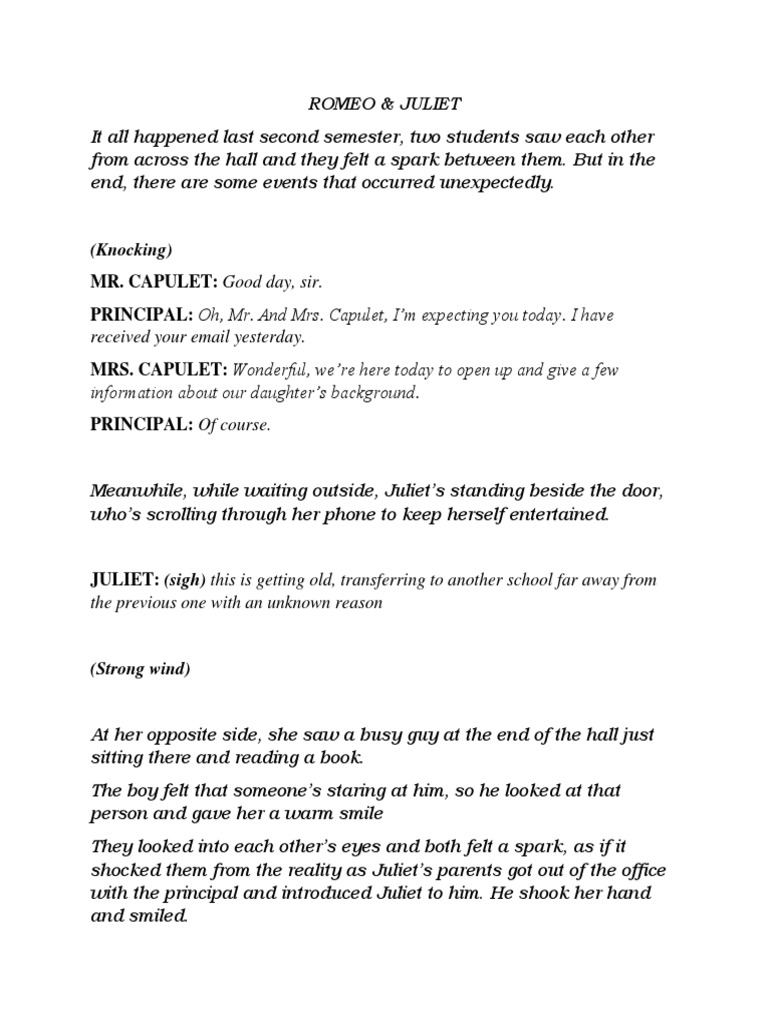 Romeo and Juliet Students Script | PDF | Characters In Romeo And Juliet ...