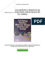 Cell Biologygenetics Molecular Biology Evolution and Ecology by Ps Verma PDF