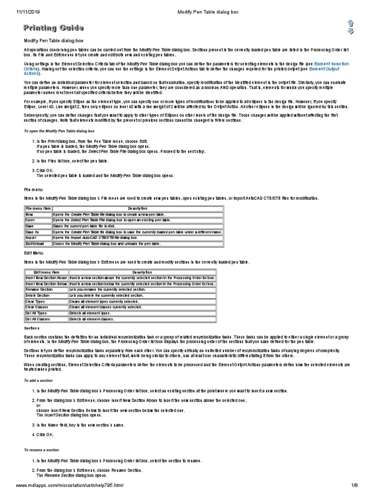 Modify Pen Table Dialog Box PDF | PDF | Parameter (Computer Programming ...