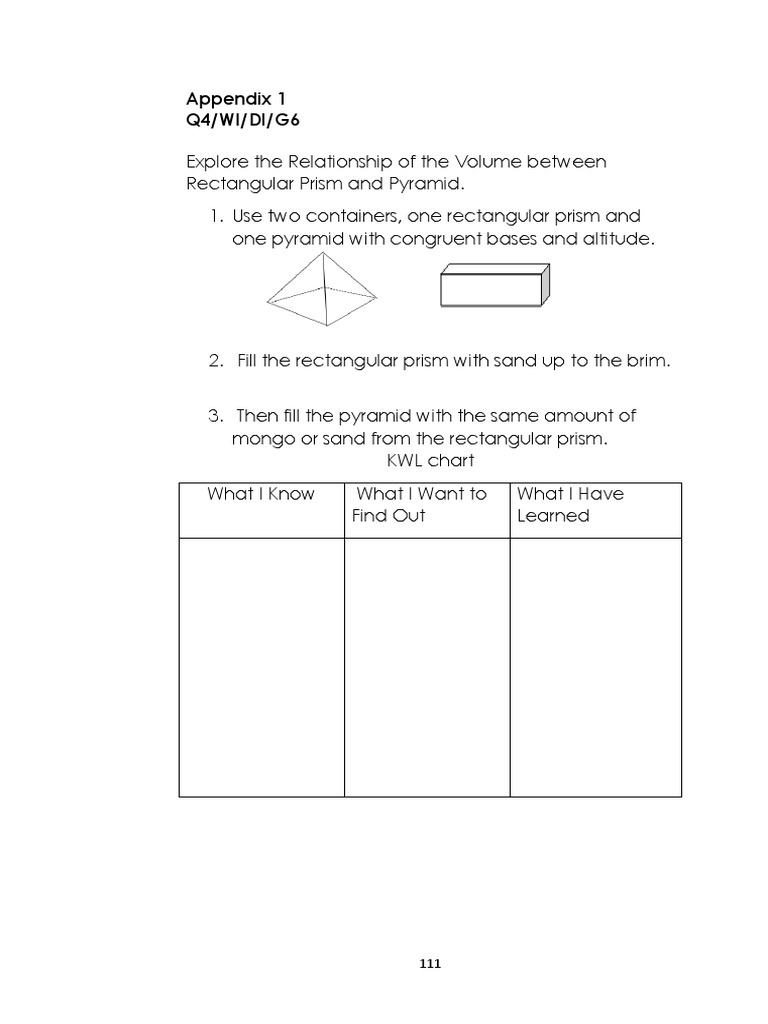 Math 56 Week 1 Q4 Appendices | PDF | Volume | Area