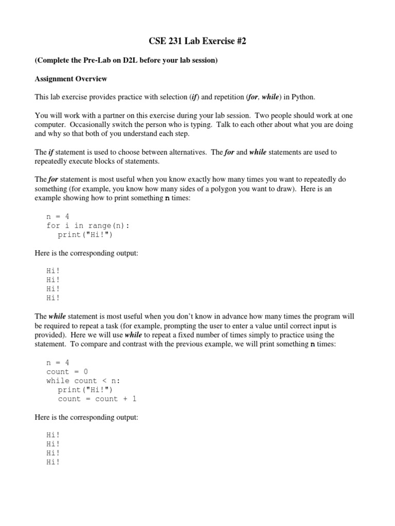 Lab 02 | Pdf | Control Flow | Computer Programming