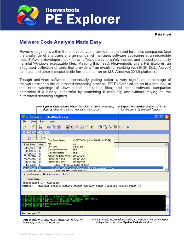 PE Explorer Datasheet PDF | PDF | Malware | Microsoft Windows