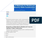 Properties of Materials For Reinforced Concrete Masonry Walls Construction
