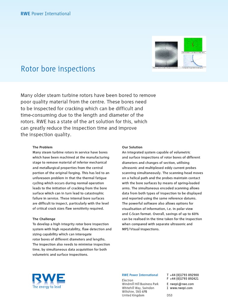 Rotor Bore Inspection Solutions | PDF | Turbine | Applied And ...