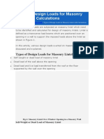 Types of Design Loads For Masonry Lintel With Calculations