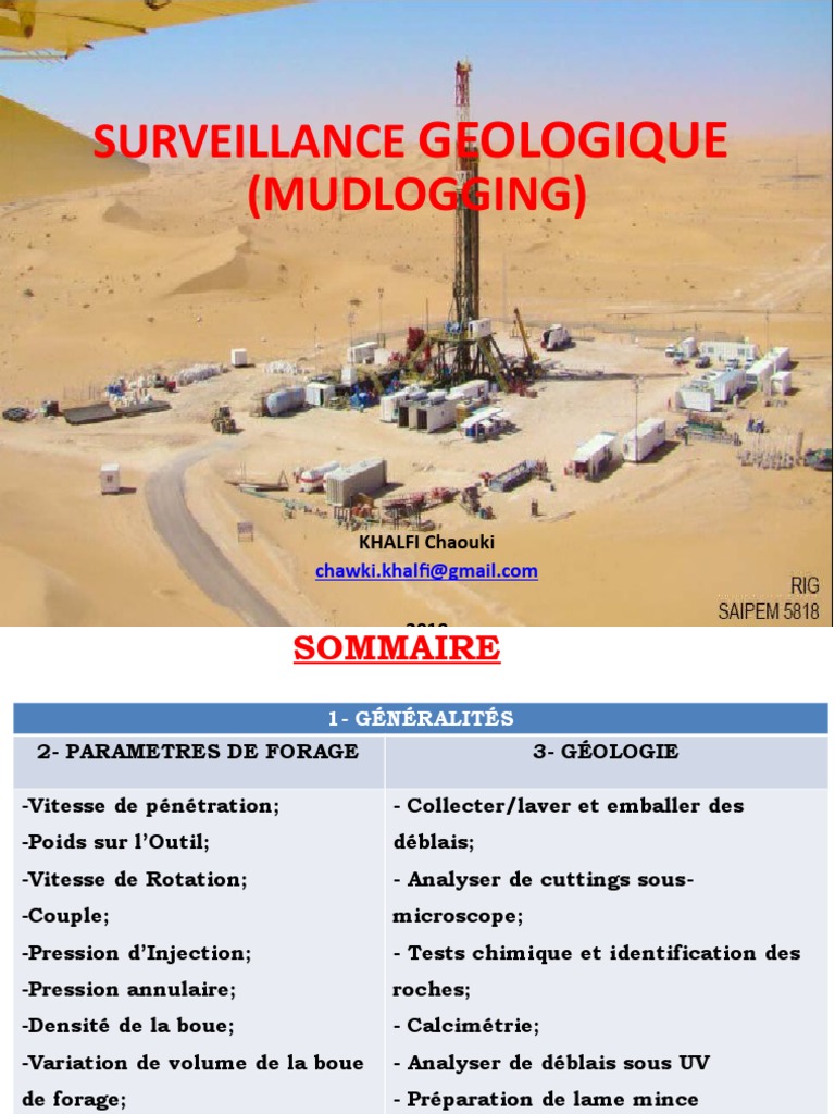 Suivi Géologique Des Forages - 2018 | PDF | Forage | Pression