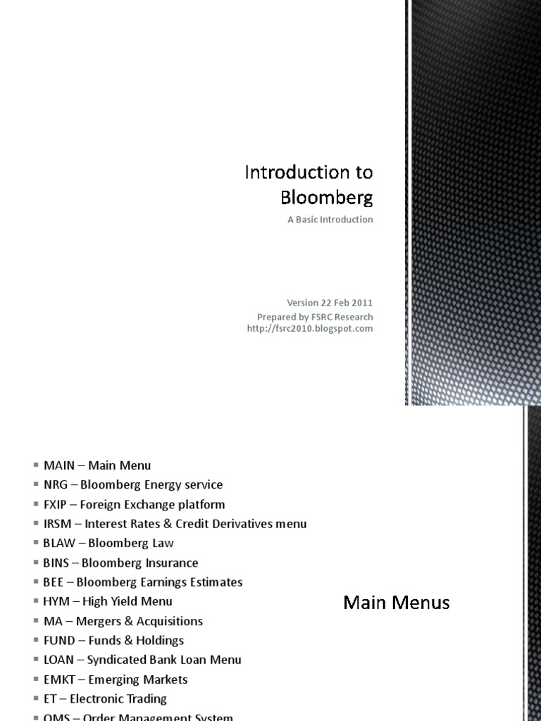 Introduction To Bloomberg PDF | PDF | Bonds (Finance) | Option (Finance)