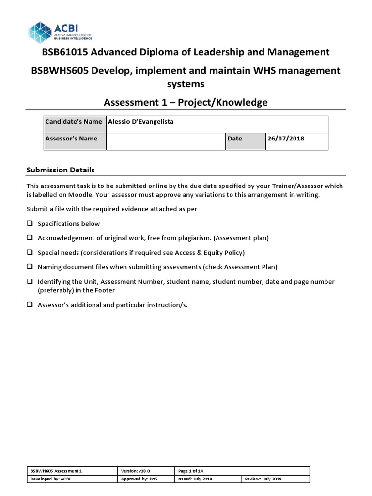 WHS Management System Guide | PDF | Occupational Safety And Health | Foods