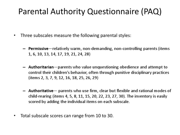 Parental Authority Questionnaire Overview | PDF | Wellness