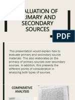 Evaluation of Primary and Secondary Sources