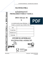 2018 - Matematika - Nyílt Közép I. Rész