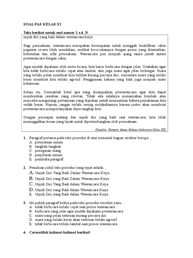 Soal Kelas Xi Pdf