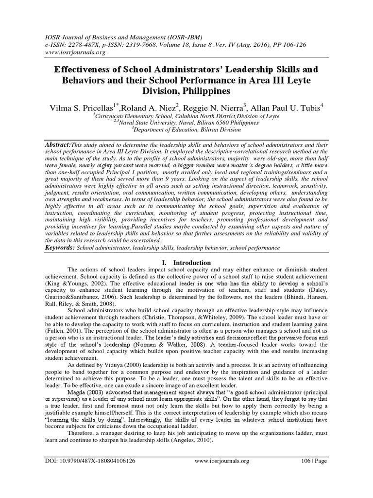 LEADERSHIP TRAINING FOR SCHOOL ADMINISTRATORS intelligence overview