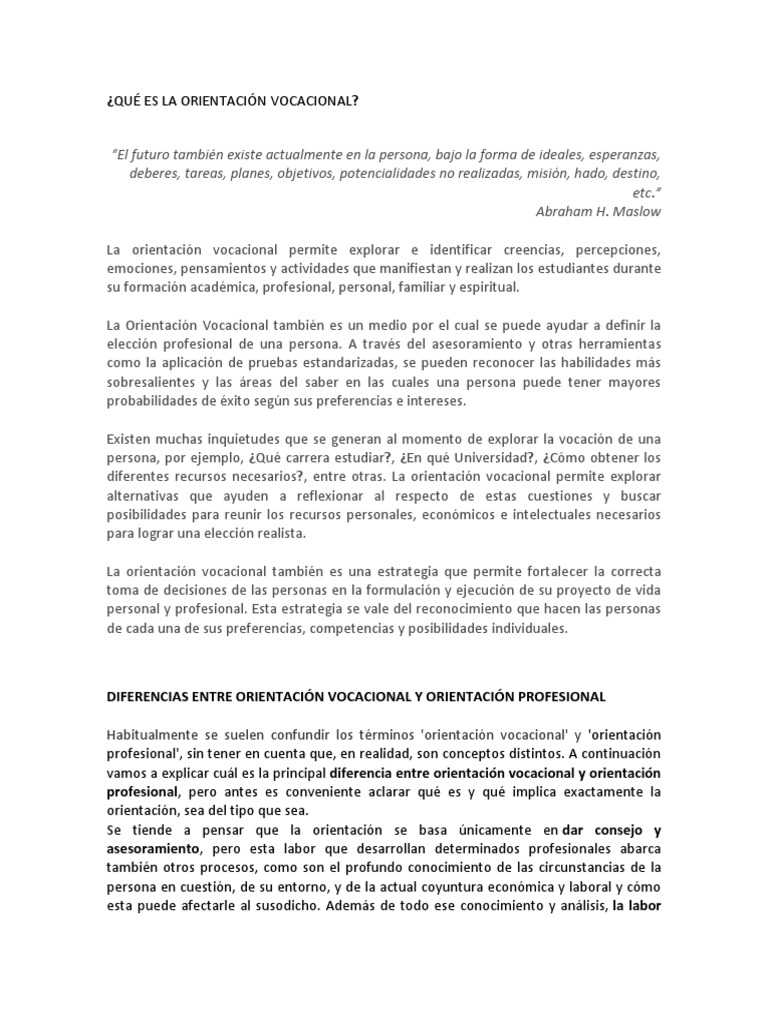Orientación Vocacional | PDF | Toma de decisiones | Sicología