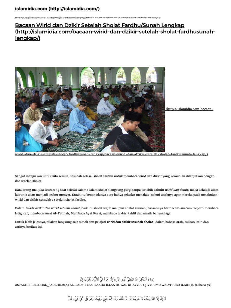 Bacaan Wirid Dan Dzikir Setelah Sholat Fardhu Sunah Lengkap Islamidia Com