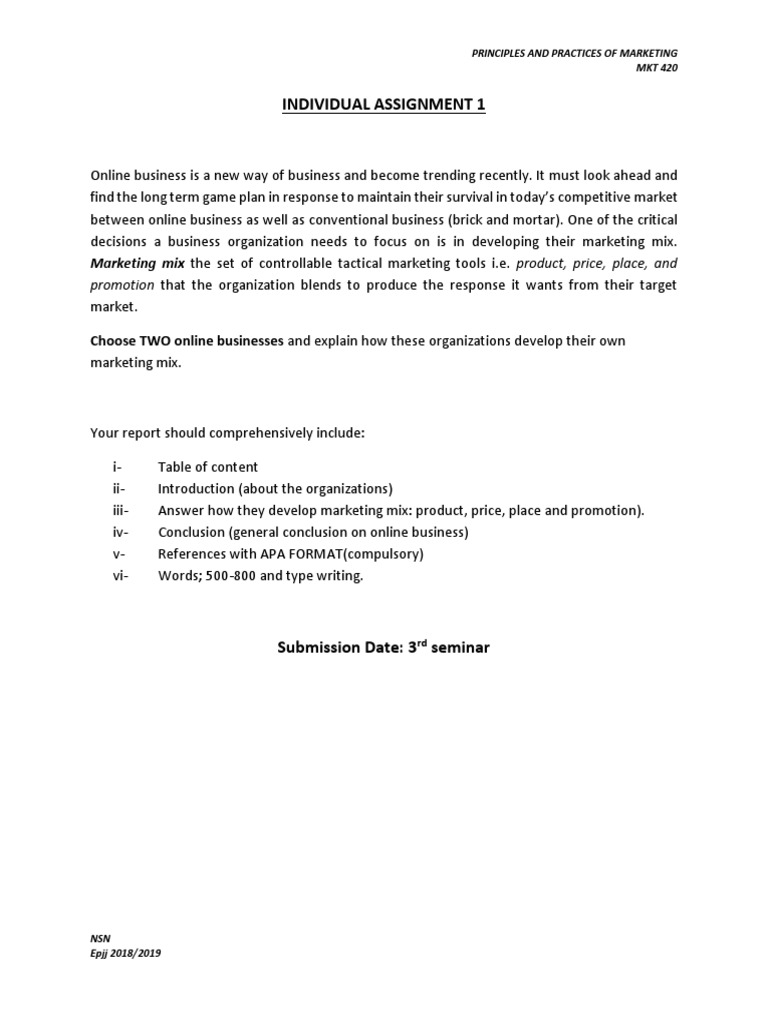 MKT 420 Individual Assignment 1 Guide | PDF | Career & Growth