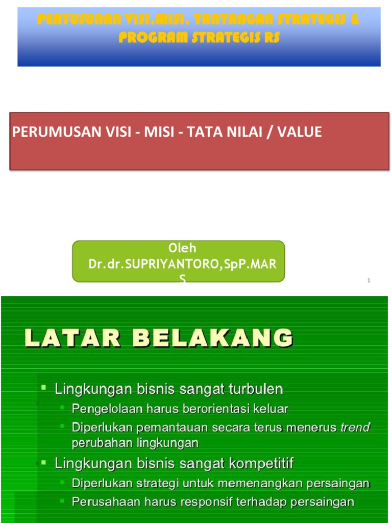 Visi dan Misi Rumah Sakit Strategis | PDF | Bisnis | Pengelolaan ...