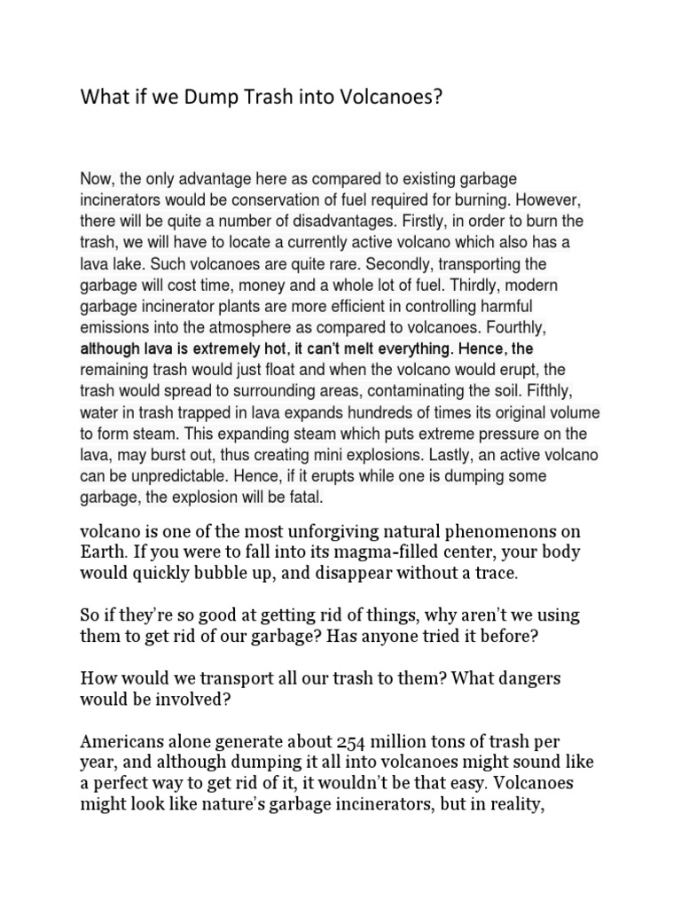 What If We Dump Trash Into Volcanoes? PDF Volcano Waste