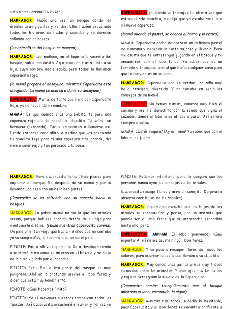 LIBRETO CUENTO CAPERUCITA ROJA Caperucita Roja
