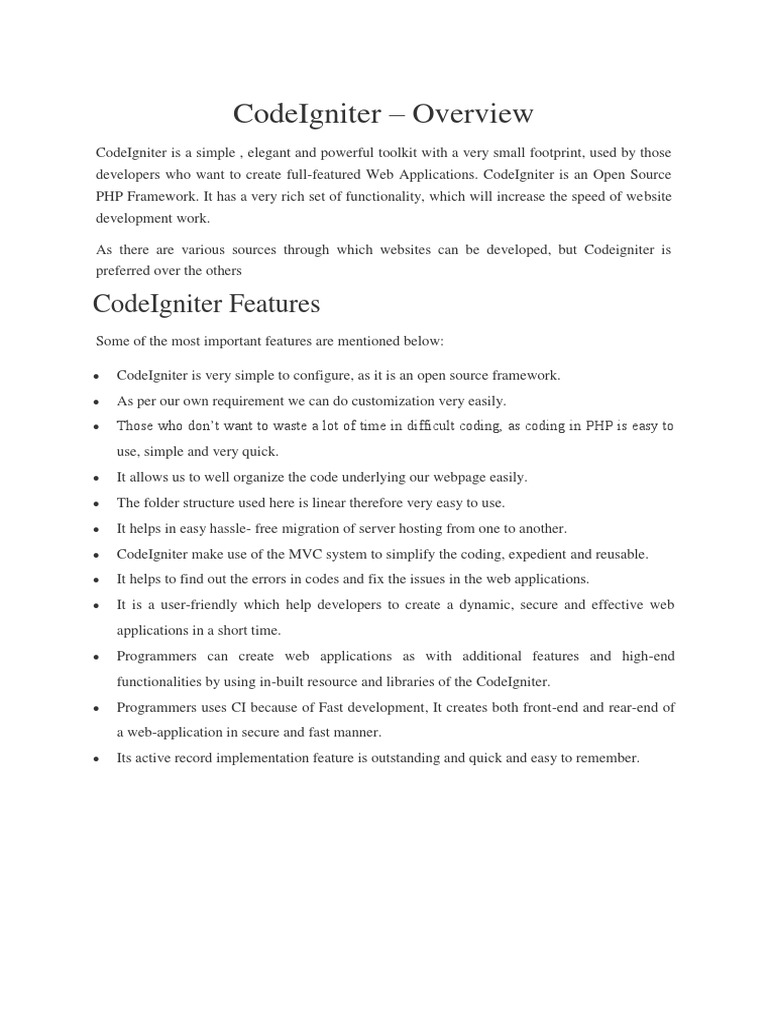 An In-Depth Guide to CodeIgniter: Exploring its Features, Architecture ...
