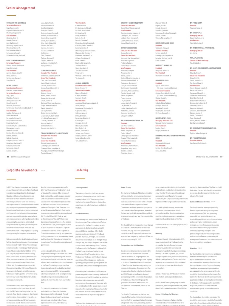 BPI Organizational Structure Overview | PDF | Board Of Directors ...