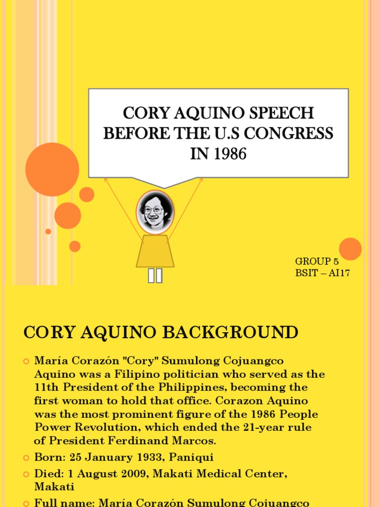 critical essay about corazon aquino speech before the us congress