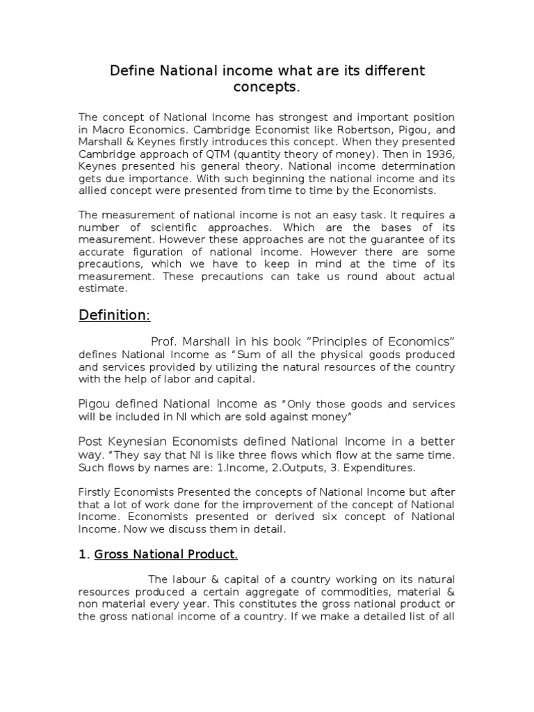 Define National PDF Measures Of National And Output