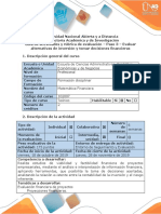 Guía de Actividades y Rúbrica de Evaluación – Paso 3 – Evaluar Alternativas de Inversión y Tomar Decisiones Financieras (1)