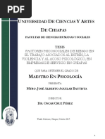 Factores Psicosociales de Riesgo en El Trabajo Asociados Al Estrés, La Violencia y El Acoso Psicológico, en Empresas de Servicio en Chiapas - José Alberto Aguilar Bautista