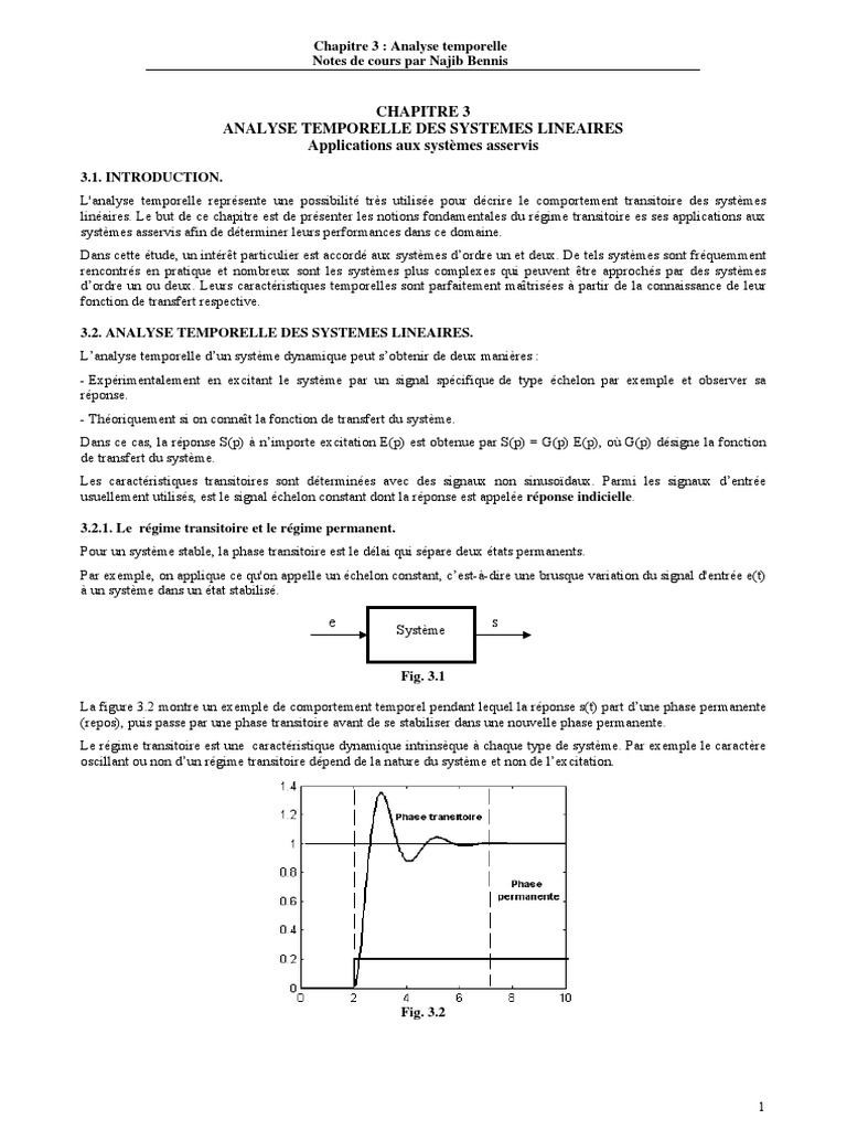 Analyse temporelle des systèmes linéaires | PDF | Transformation de ...