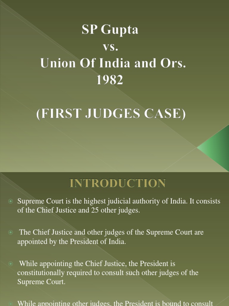 SP Gupta v. Union of India PDF Supreme Court Of India Supreme Courts