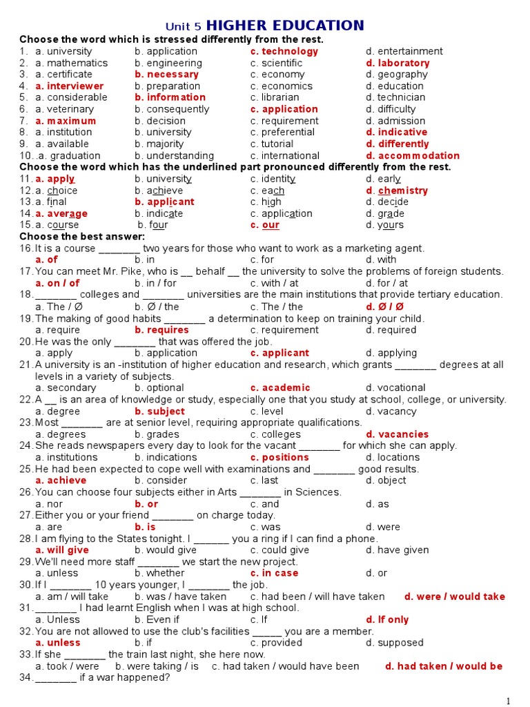 (123doc) Bai Tap Trac Nghiem Tieng Anh Lop 12 Unit 5 | PDF | Academic ...