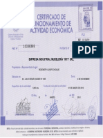 Certificado de Funcionamiento de Actividad Económico